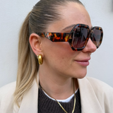Sonnenbrille eckige Gläser Retrostyle Havanna