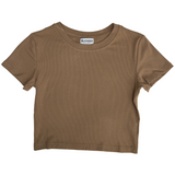 Basic Crop Shirt Camel