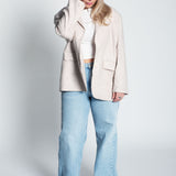 Blazer Oversized mit leichten Schulterpolstern Meliert Beige Ganzkörper