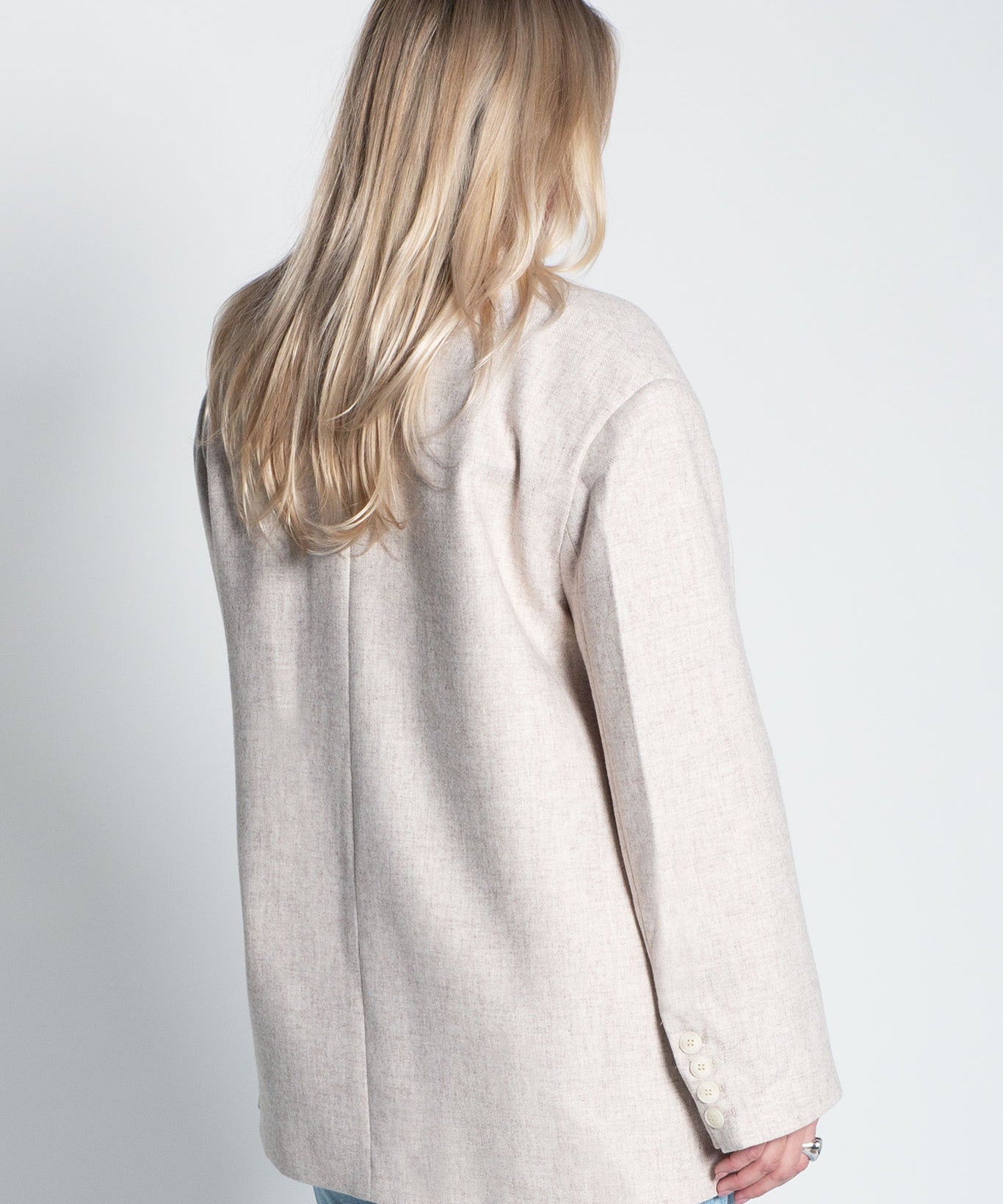 Blazer Oversized mit leichten Schulterpolstern Meliert Beige von hinten