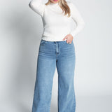 Glitzerndes Langarmshirt mit Turtle Neck Weiß Ganzkörper