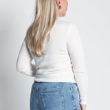 Glitzerndes Langarmshirt mit Turtle Neck Weiß von hinten