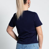 T-Shirt Mittellang Dunkelblau von hinten