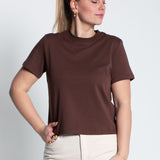 T-Shirt Mittellang Dunkelbraun von vorne