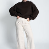 Strickpullover mit Rundhals Dunkelbraun Ganzkörper