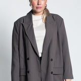 Blazer Oversized mit leichten Schulterpolstern Grau Grün