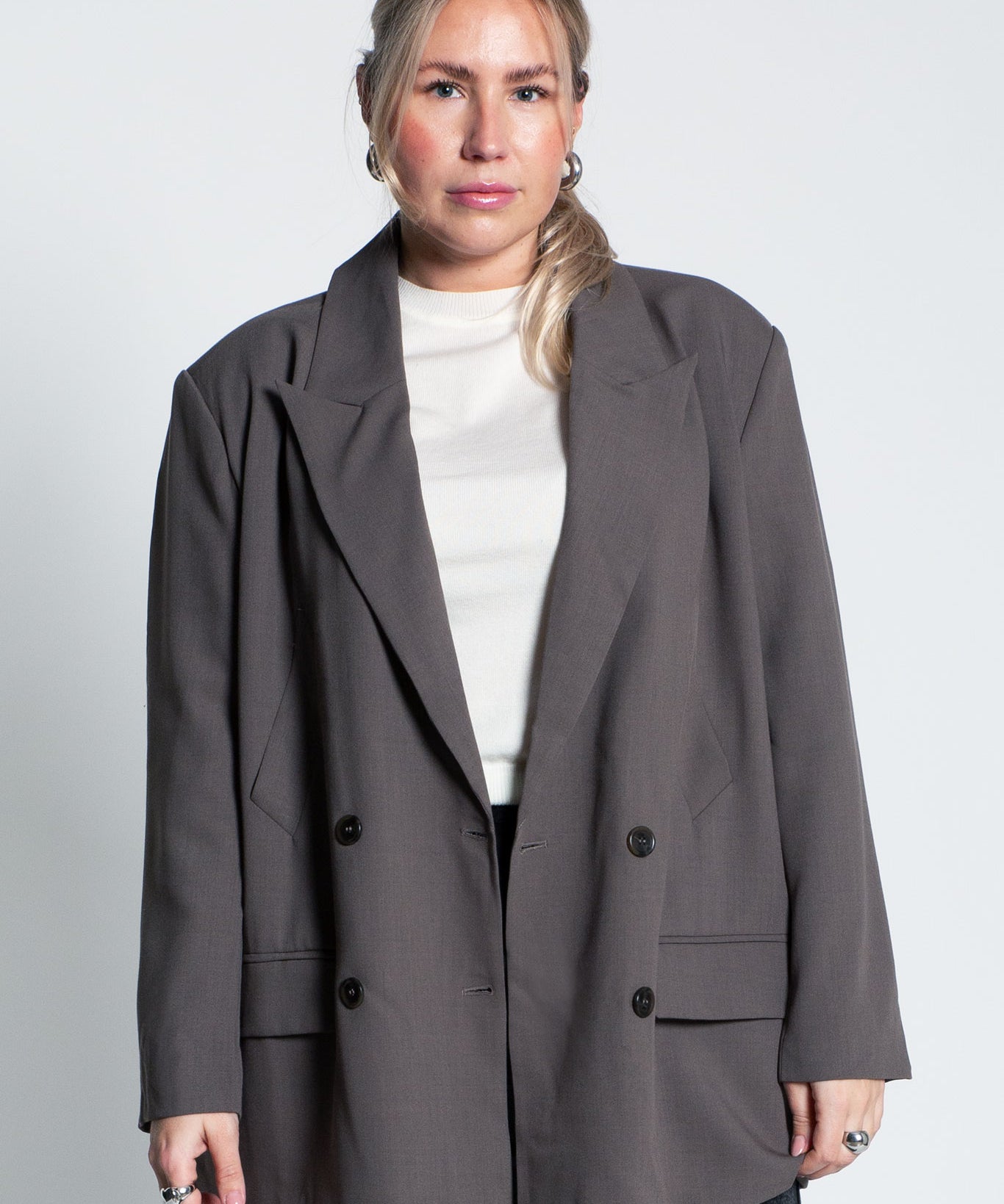 Blazer Oversized mit leichten Schulterpolstern Grau Grün
