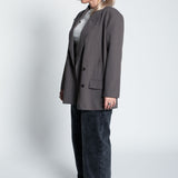 Blazer Oversized mit leichten Schulterpolstern Grau Grün Ganzkörper