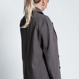 Blazer Oversized mit leichten Schulterpolstern Grau Grün von hinten