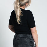 Leichtes Shirt mit kurzen Ärmeln Schwarz von hinten
