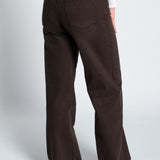 Jeans High Waisted Flare Fit Dunkelbraun von hinten