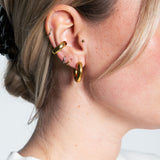 Ear Cuff Rund Klein Edelstahl Gold am Model