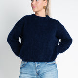 Strickpullover Oversized mit Rundhals Dunkelbraun von vorne