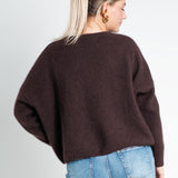 Strickpullover mit Rundhals Kuschelweich Dunkelbraun von hinten