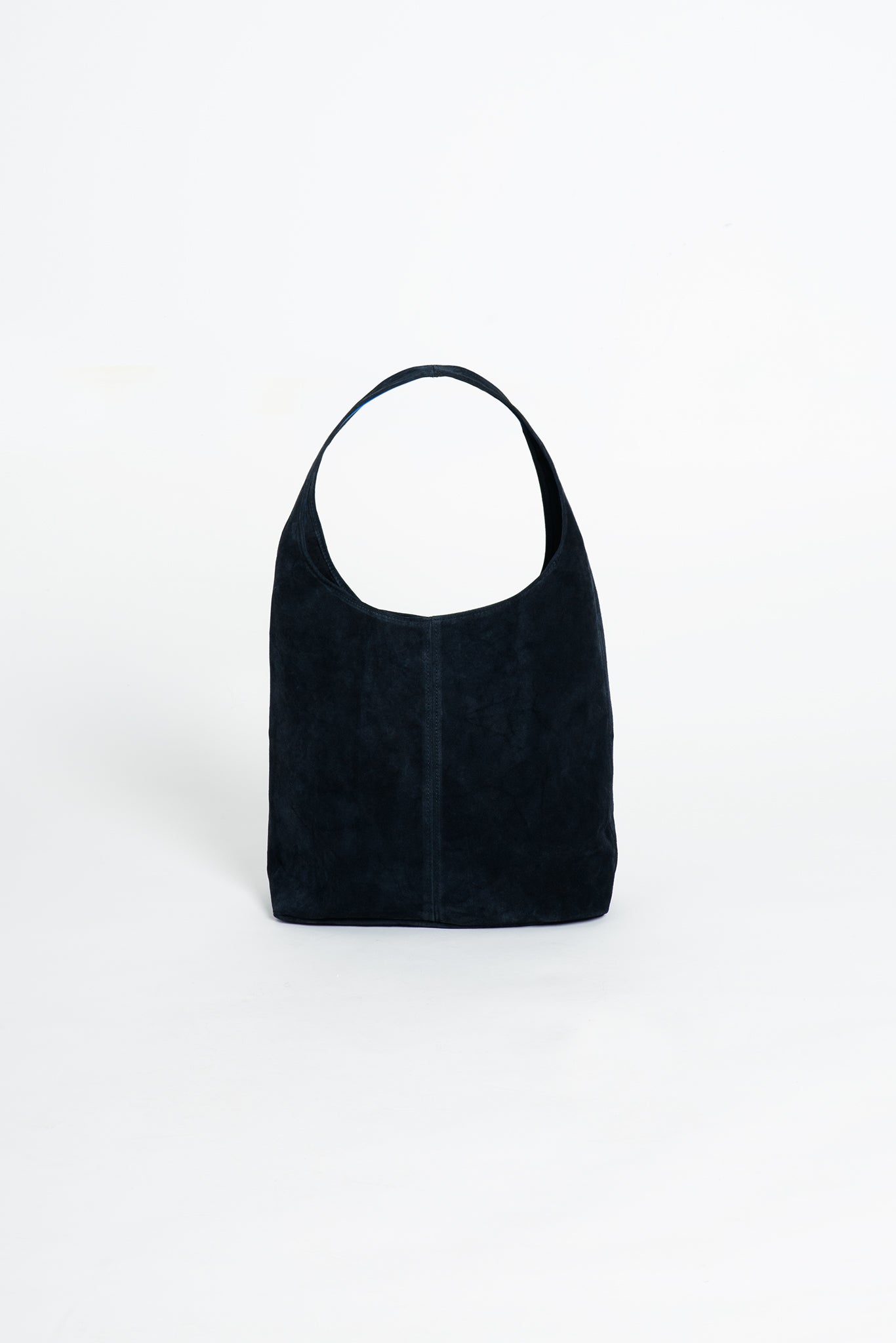 Wildleder Tasche mit Schulterriemen und Pochette Schwarz von vorne