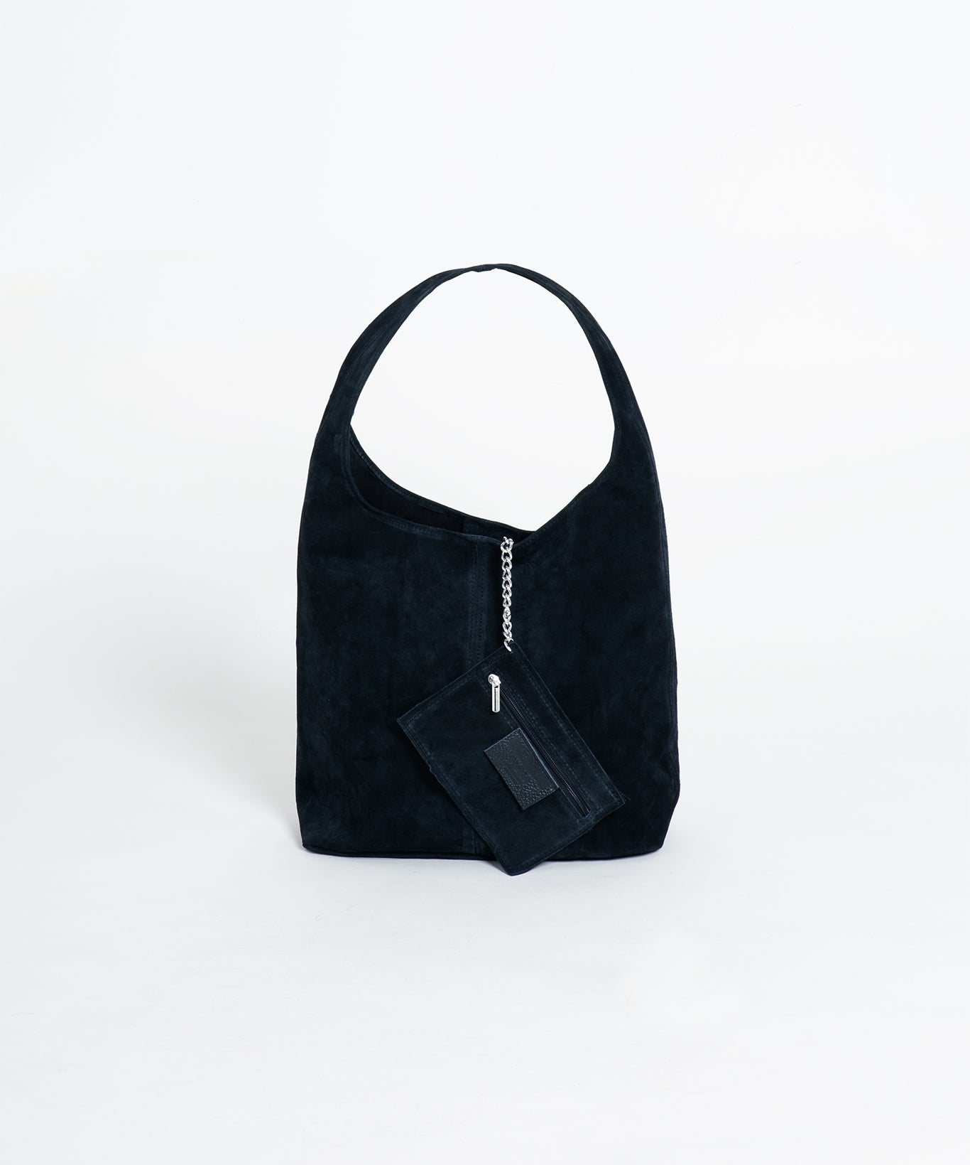 Wildleder Tasche mit Schulterriemen und Pochette Schwarz mit Pochette