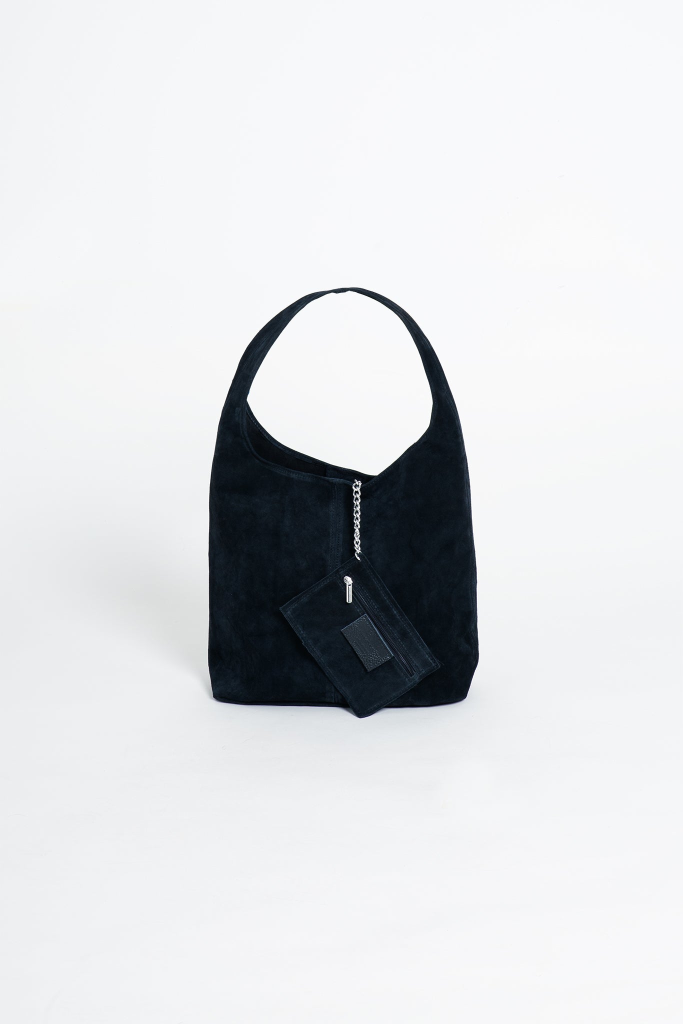 Wildleder Tasche mit Schulterriemen und Pochette Schwarz mit Pochette