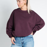 Sweater Oversized mit Bund Burgundy Weinrot von vorne