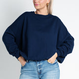 Sweater Oversized mit Bund Dunkelblau Navy von vorne