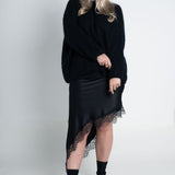 Strickpullover Oversized mit Rundhals Schwarz Ganzkörper