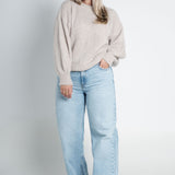 Strickpullover mit Rundhals & puffigen Ärmeln Beige Ganzkörper