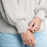 Strickpullover mit Rundhals & puffigen Ärmeln Beige im Detail