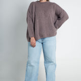 Strickpullover Oversized mit Rundhals Taupe Ganzkörper