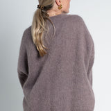 Strickpullover Oversized mit Rundhals Taupe von hinten