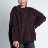 Strickpullover Oversized mit Rundhals Dunkelbraun von vorne