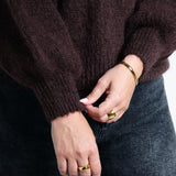 Strickpullover mit Rundhals & puffigen Ärmeln Dunkelbraun im Detail