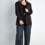 Blazer Oversized mit leichten Schulterpolstern Basic Dunkelbraun Ganzkörper