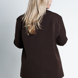 Blazer Oversized mit leichten Schulterpolstern Basic Dunkelbraun von hinten