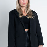 Blazer Oversized mit leichten Schulterpolstern Basic Schwarz von vorne