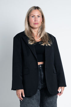 Blazer Oversized mit leichten Schulterpolstern Basic Schwarz von vorne
