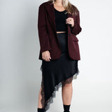 Blazer Oversized mit leichten Schulterpolstern Basic Weinrot Burgundy Ganzkörper