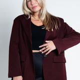 Blazer Oversized mit leichten Schulterpolstern Basic Weinrot Burgundy von vorne