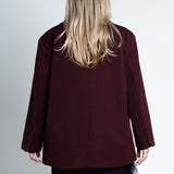 Blazer Oversized mit leichten Schulterpolstern Basic Weinrot Burgundy von hinten