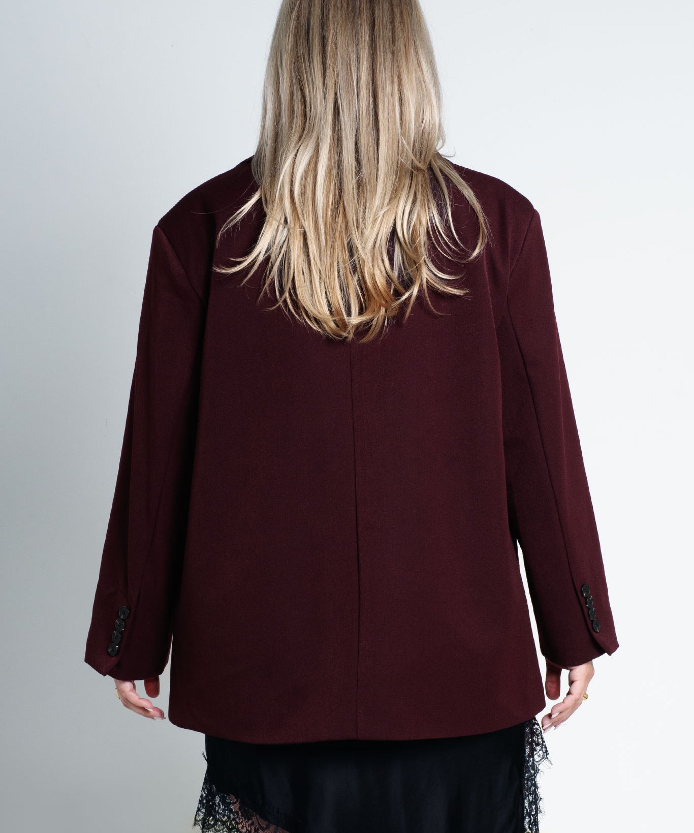 Blazer Oversized mit leichten Schulterpolstern Basic Weinrot Burgundy von hinten