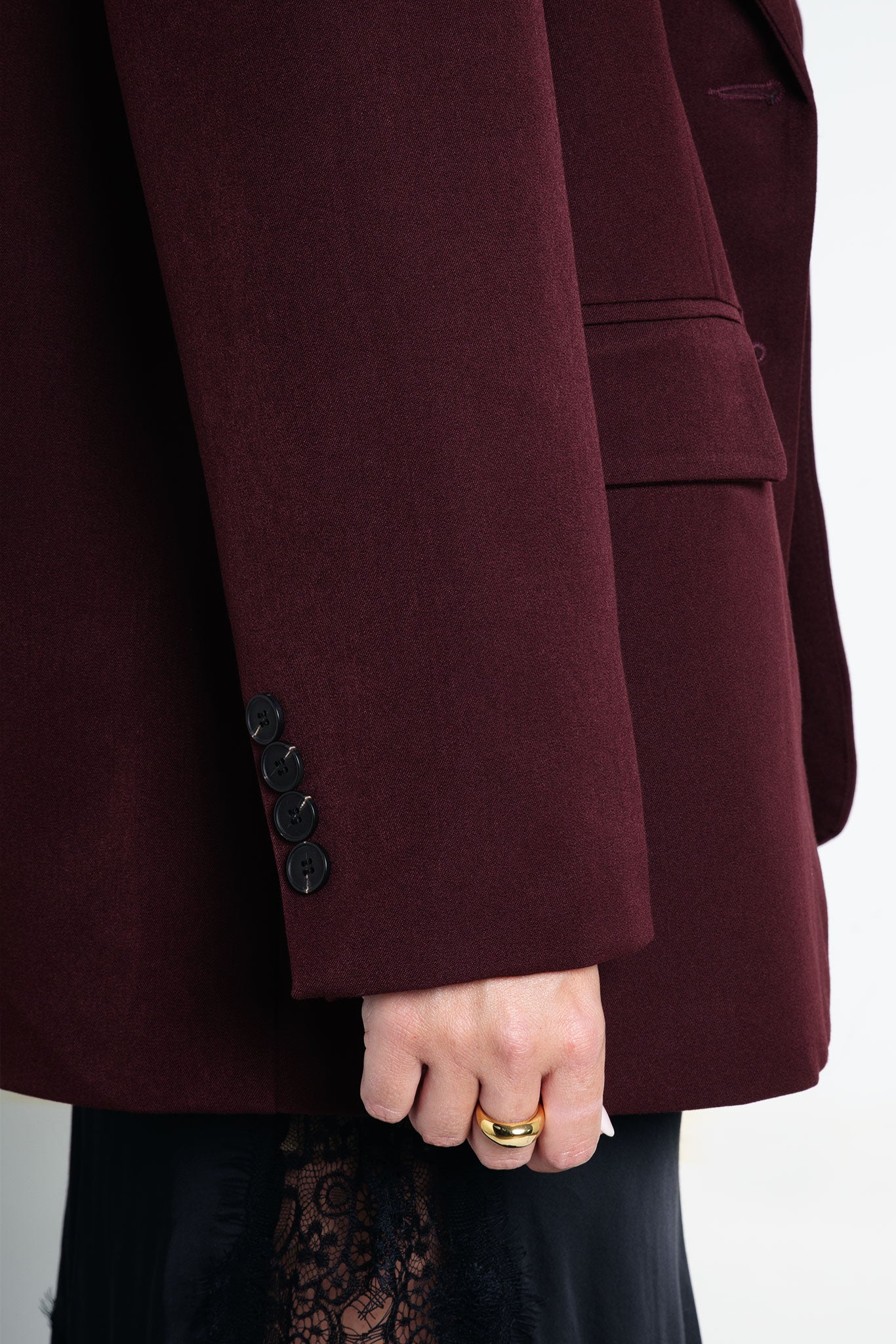 Blazer Oversized mit leichten Schulterpolstern Basic Weinrot Burgundy im Detail