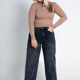 High Neck Langarmshirt Braun Ganzkörper