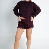 Seidenshorts mit Spitze Burgundy Weinrot Ganzkörper