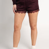 Seidenshorts mit Spitze Burgundy Weinrot von vorne