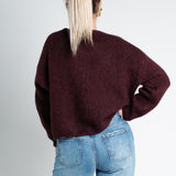 Strickpullover mit verspielten Detail am Kragen Burgundy Weinrot von hinten