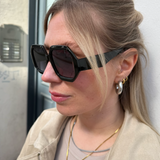 Sonnenbrille eckige Gläser Retrostyle Schwarz