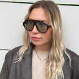 Sonnenbrille Pilotenoptik große Gläser Havanna Grün