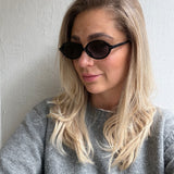 Sonnenbrille ovale Gläser helles Havanna Schwarz Blau