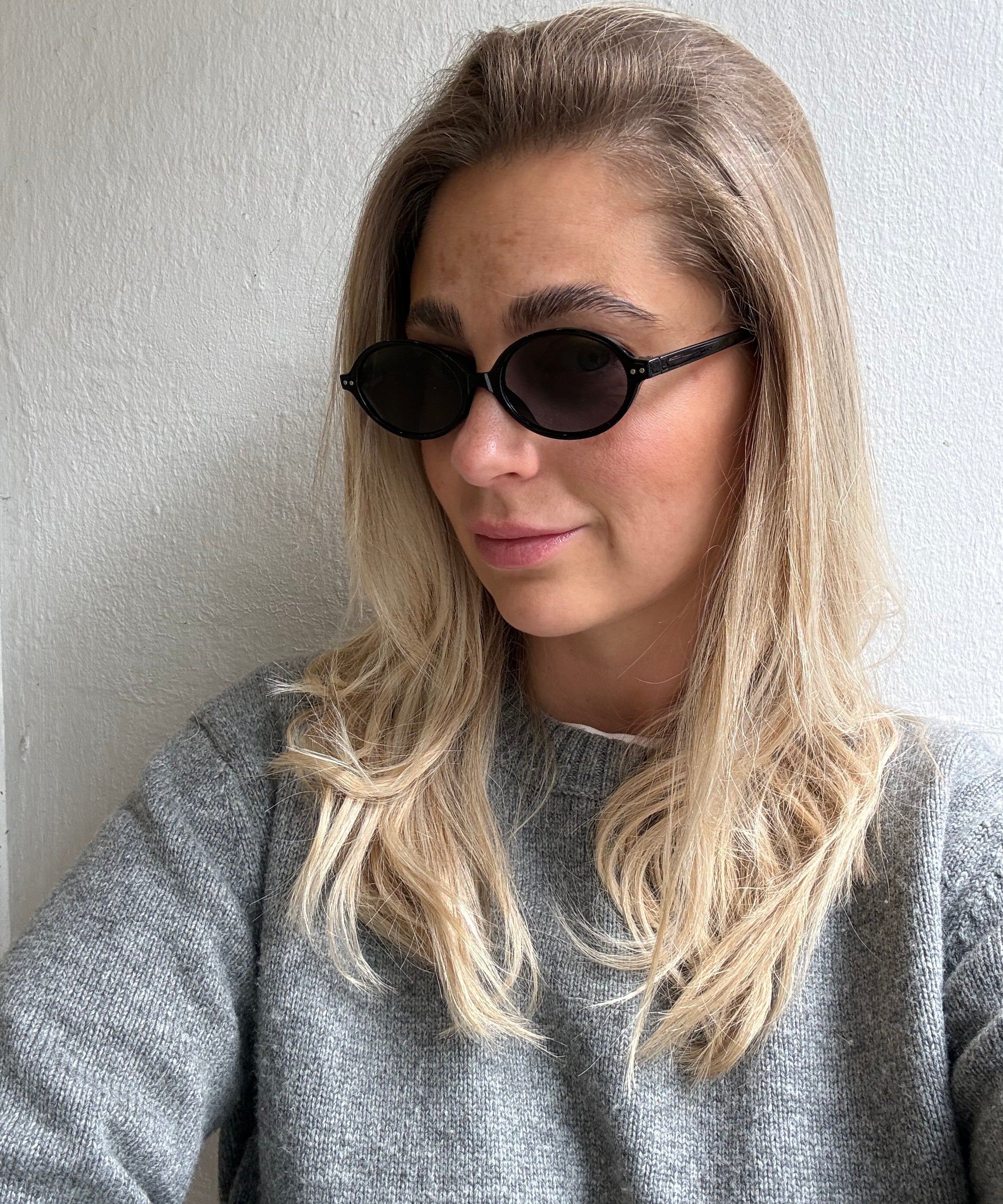 Sonnenbrille ovale Gläser helles Havanna Schwarz Blau