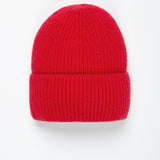 Beanie-Mütze mit Rippenstrick Medium Rot von vorne