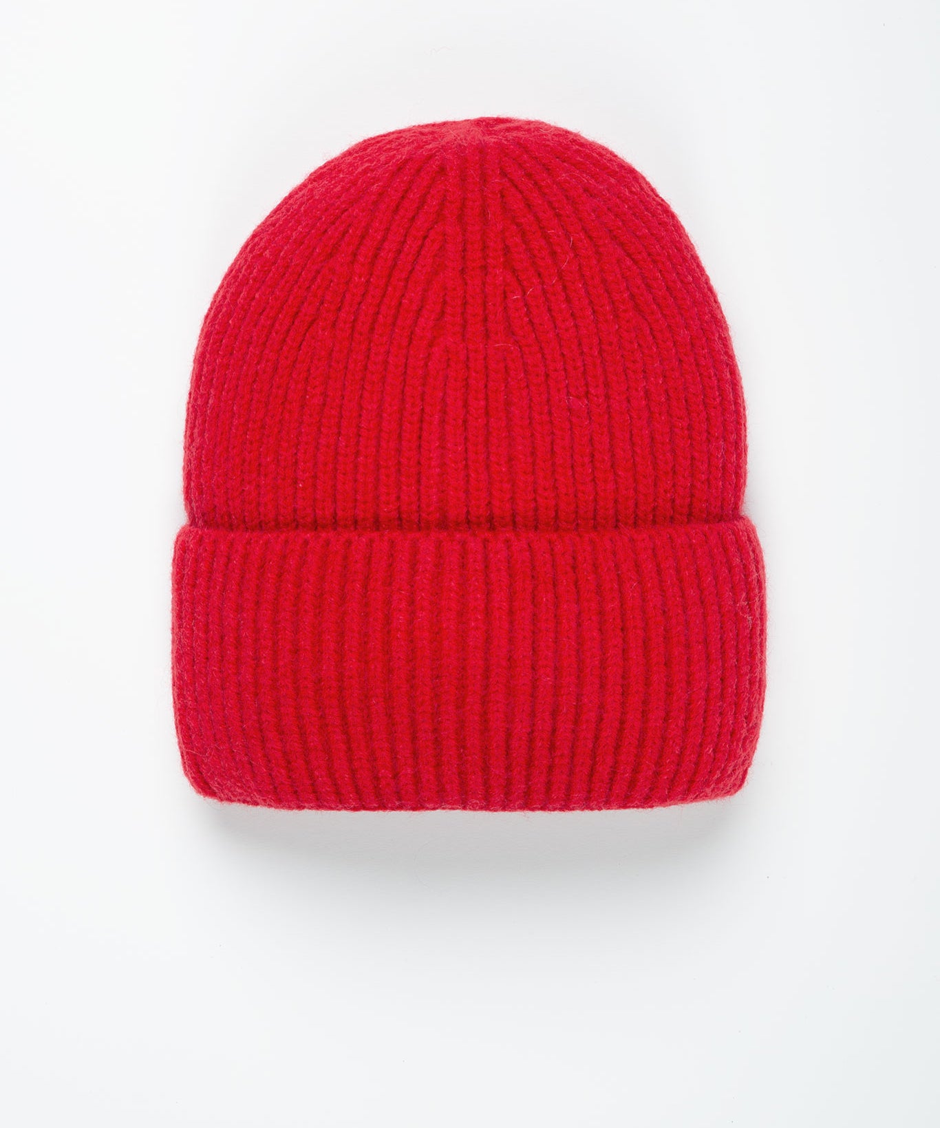Beanie-Mütze mit Rippenstrick Medium Rot von vorne