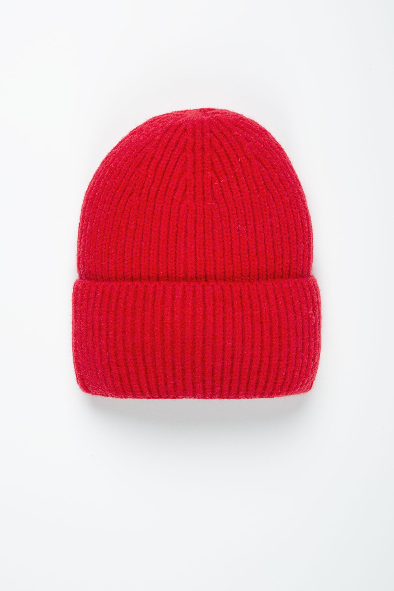 Beanie-Mütze mit Rippenstrick Medium Rot von vorne